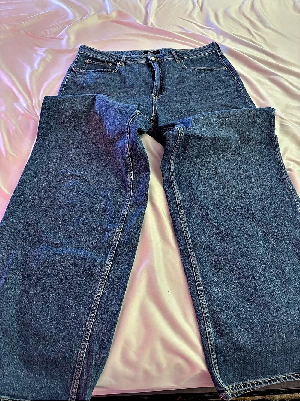 Free Assembly Women's High Rise Wide Leg Jeans Blue Waist 18